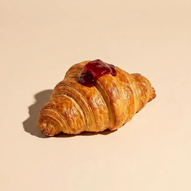 croissant marmellata  - marmellata 70 % frutta circa a seconda della disponibilità tra albicocca mirtillo e arancia - Chicchiamo Forlì